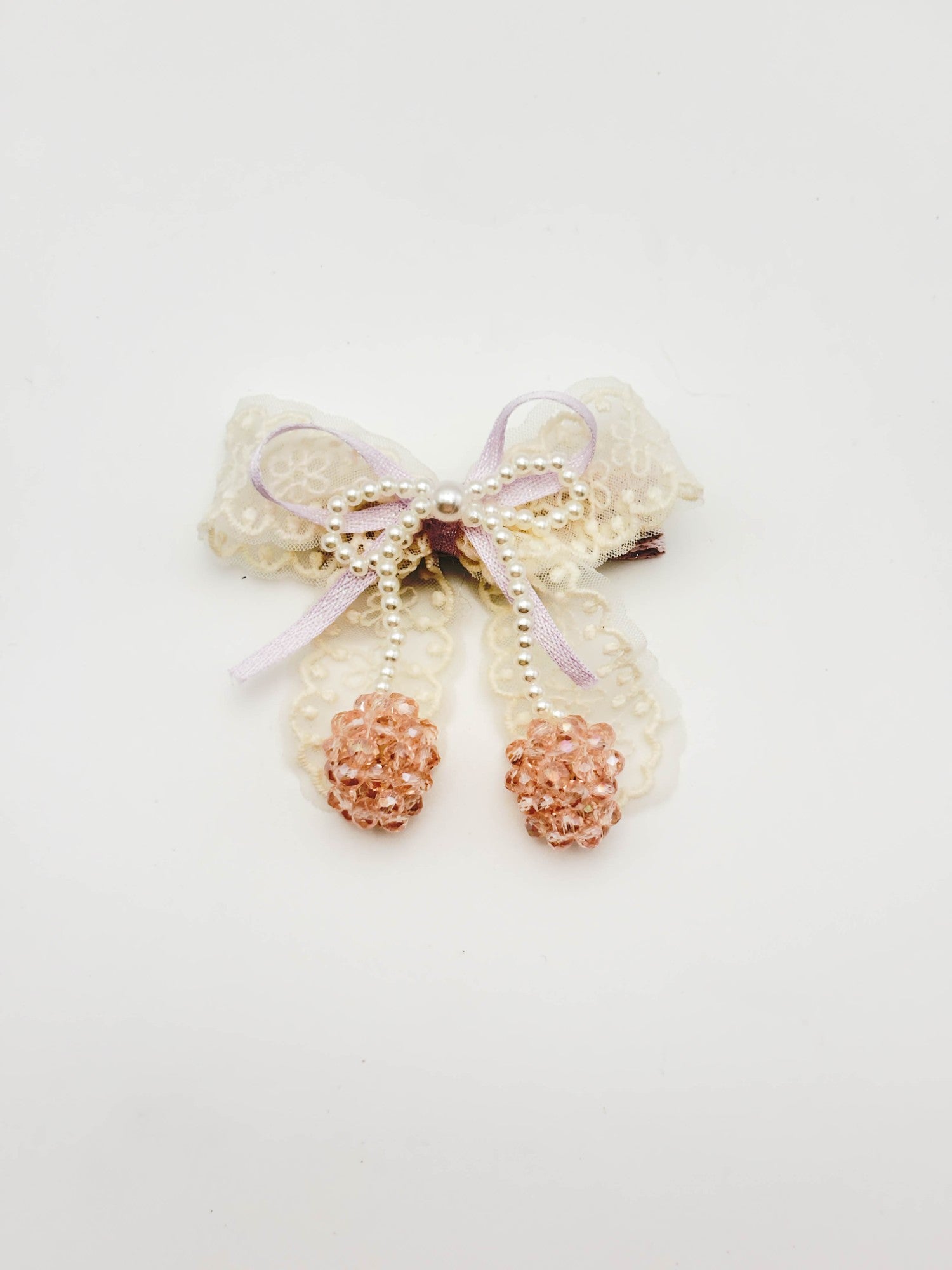 Lace Pearl Bow Hair Clip