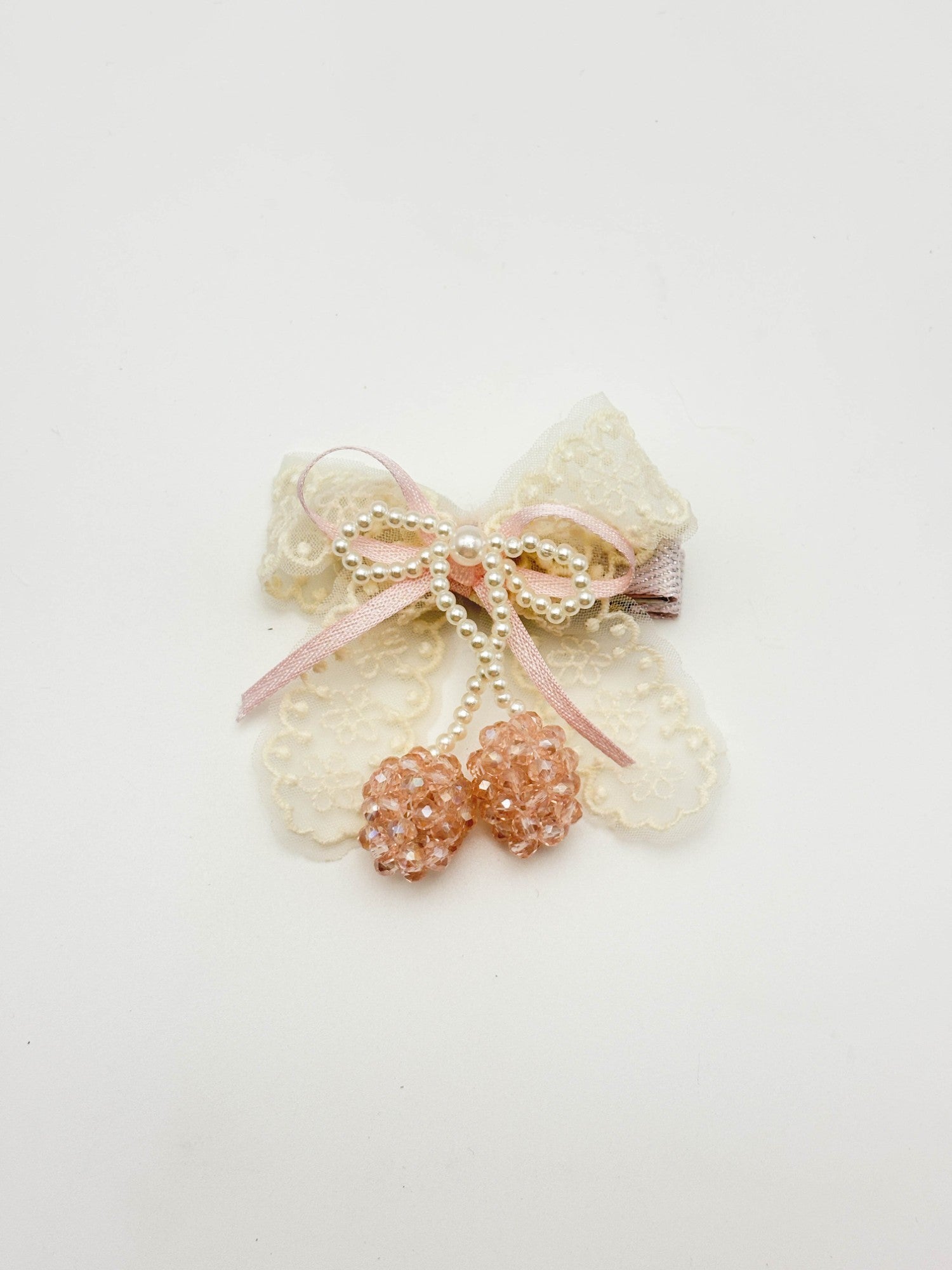 Lace Pearl Bow Hair Clip