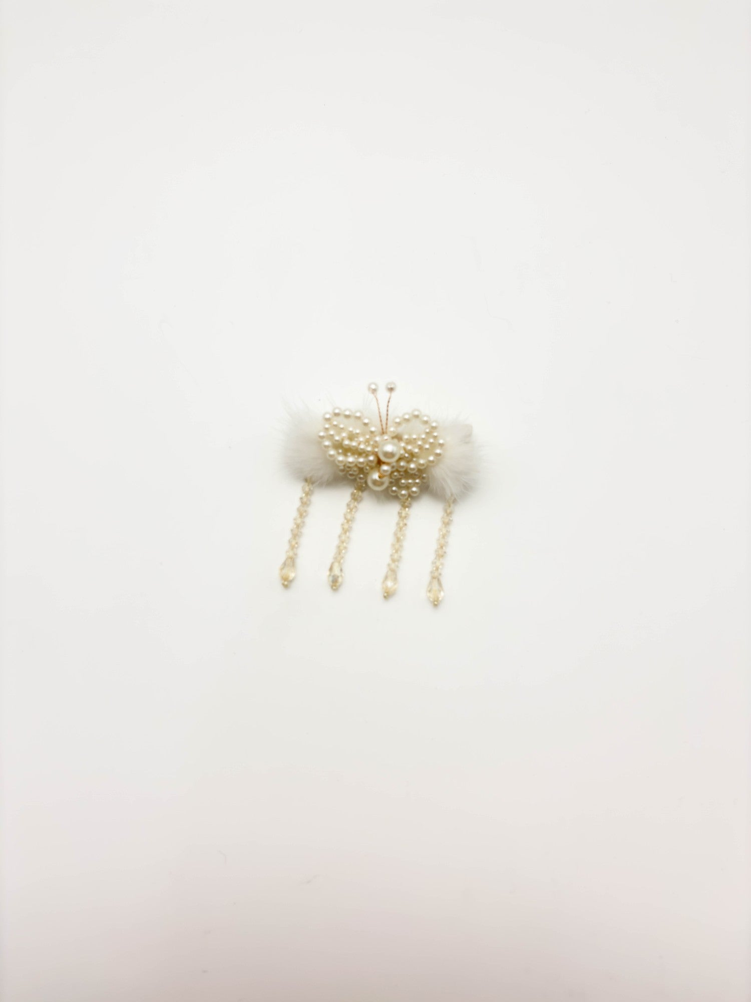 Ruby Red Pearl Fur Hair Clip