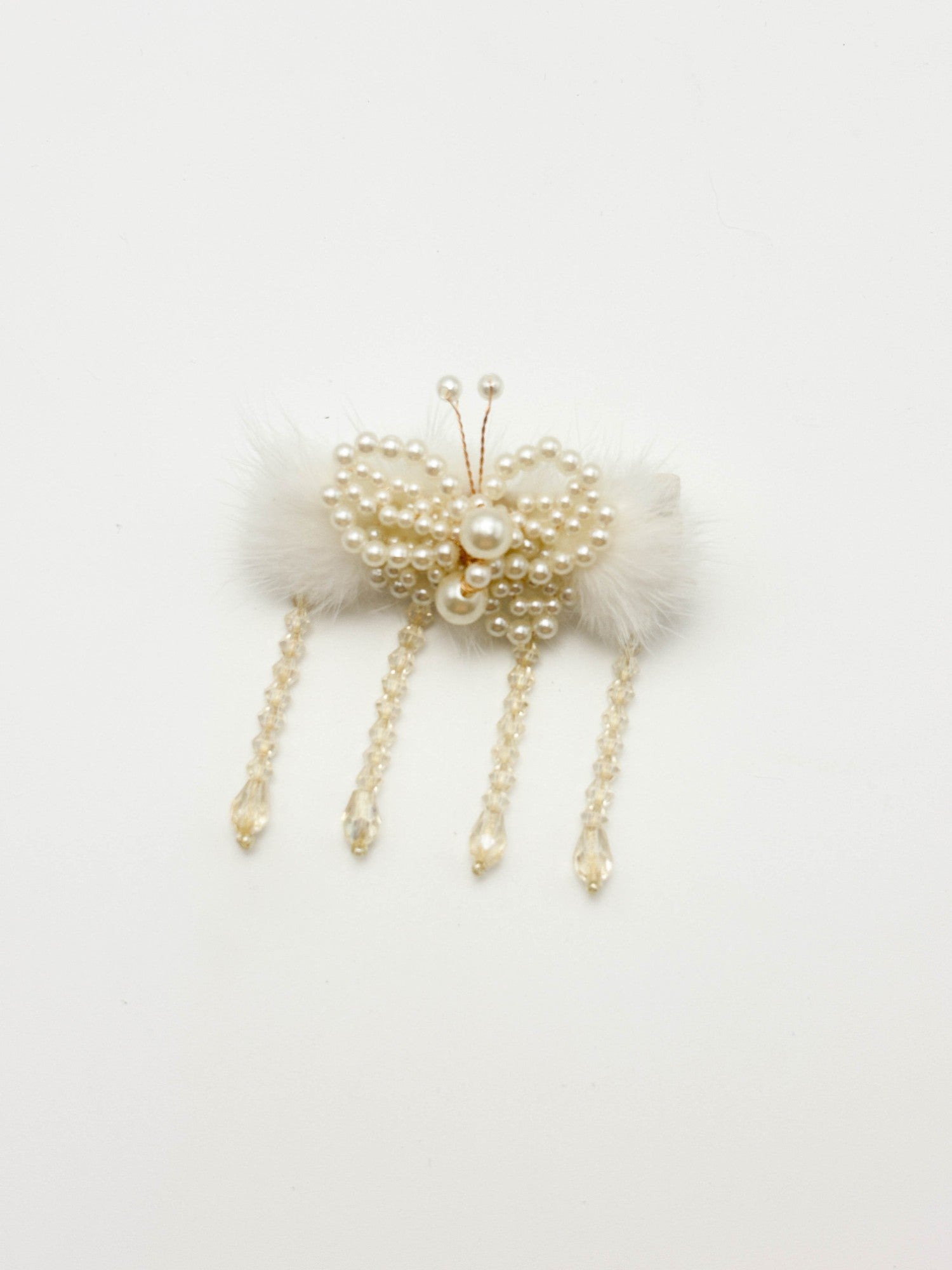 Ruby Red Pearl Fur Hair Clip