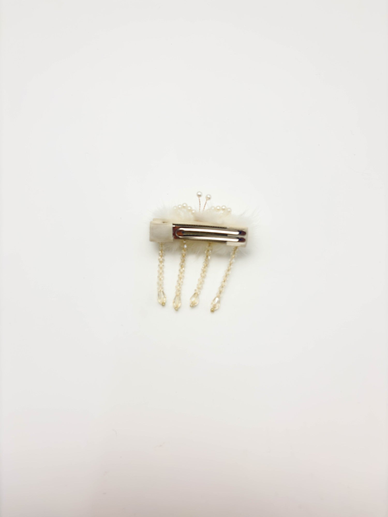 Ruby Red Pearl Fur Hair Clip