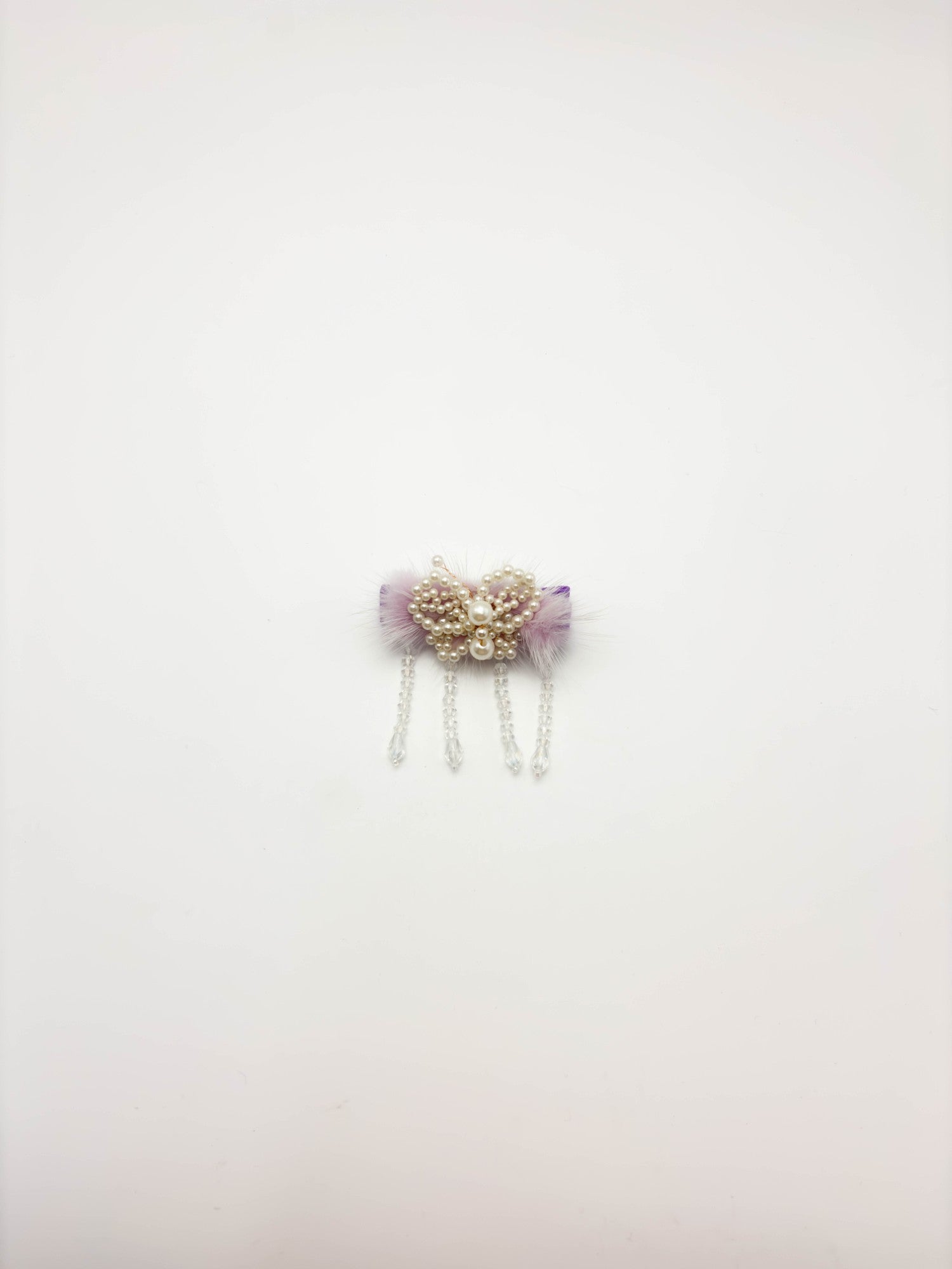 Ruby Red Pearl Fur Hair Clip