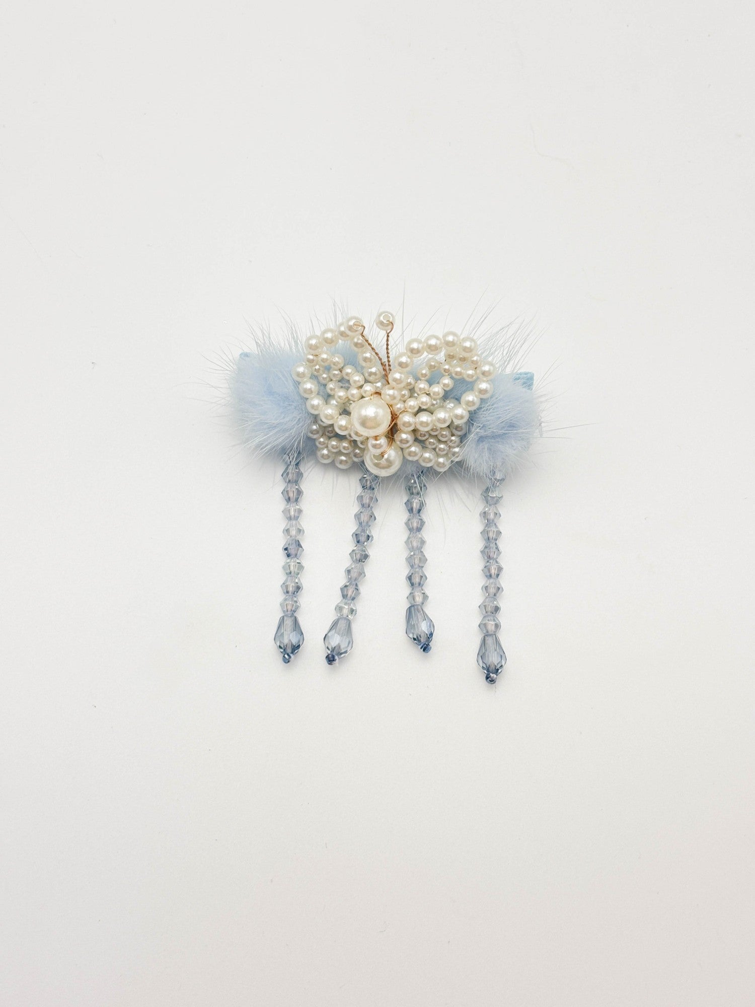 Ruby Red Pearl Fur Hair Clip