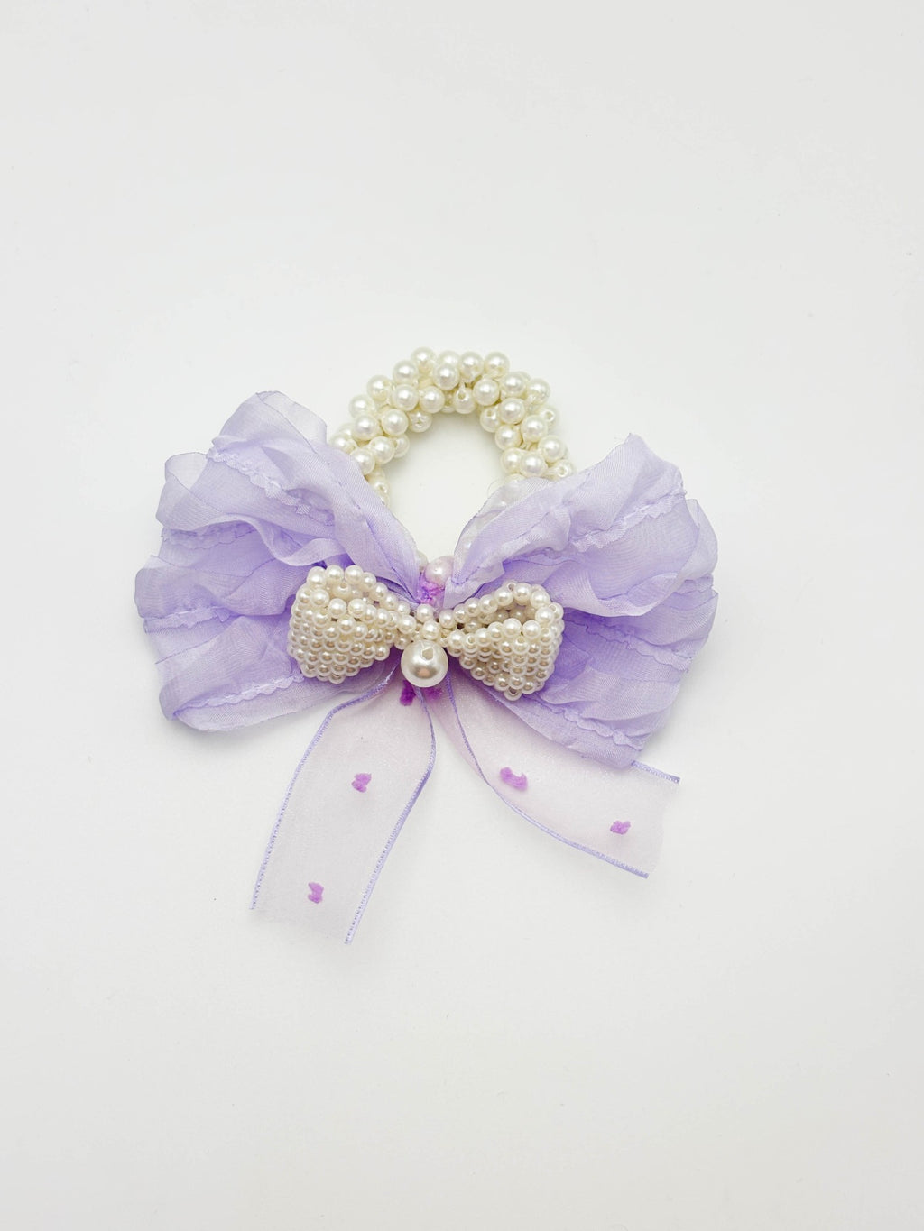 Blush Pink Pearl Bow Hair Tie