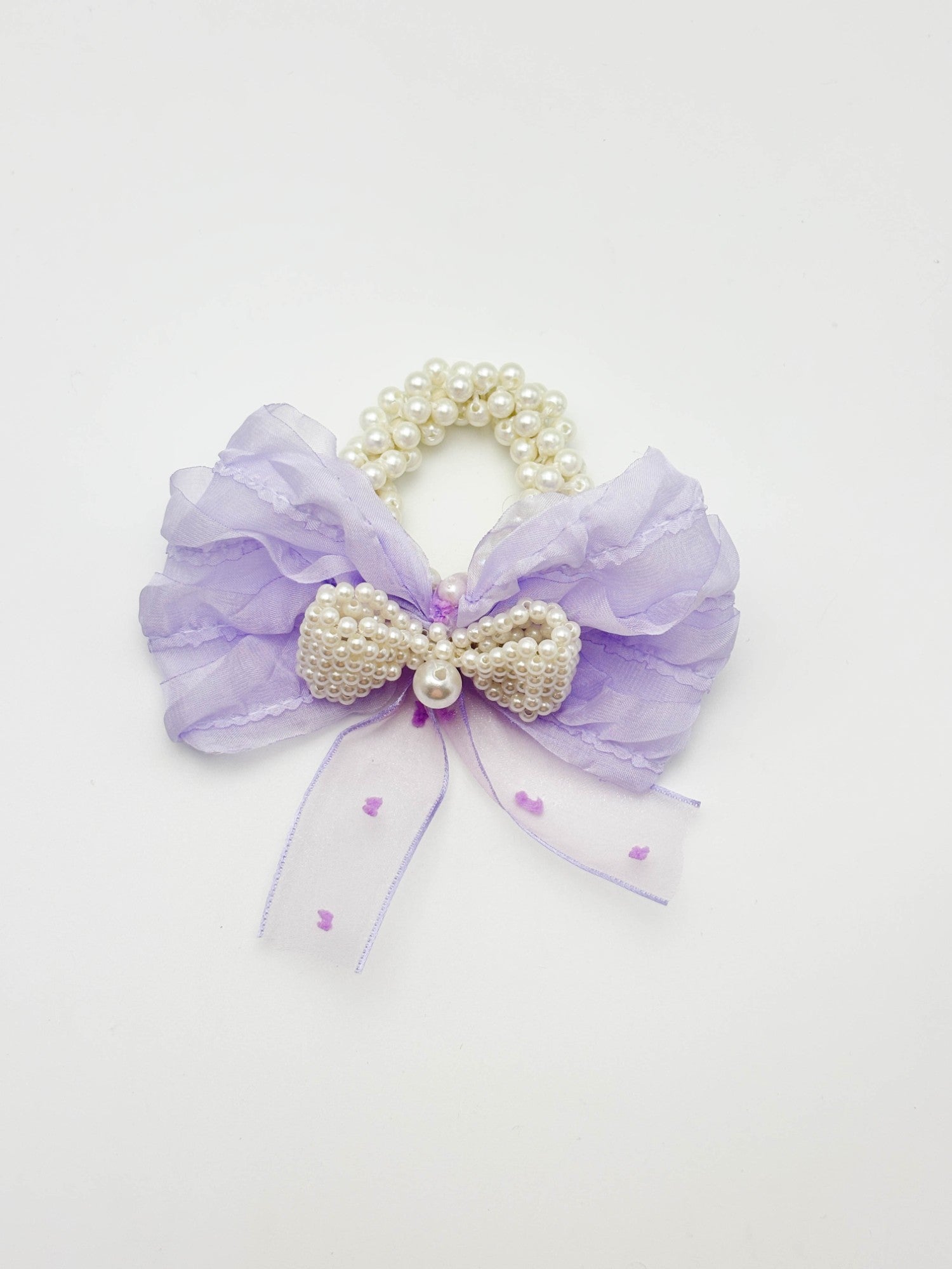 Blush Pink Pearl Bow Hair Tie