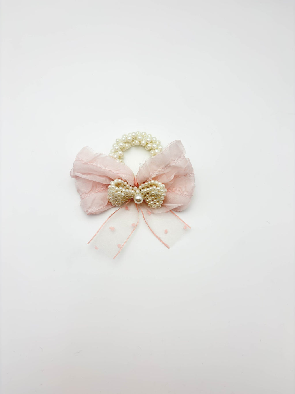 Blush Pink Pearl Bow Hair Tie