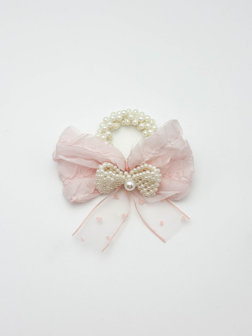 Blush Pink Pearl Bow Hair Tie