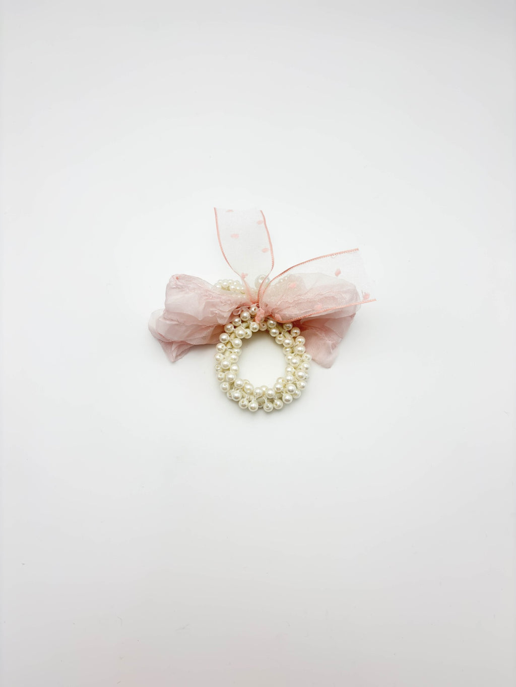 Blush Pink Pearl Bow Hair Tie