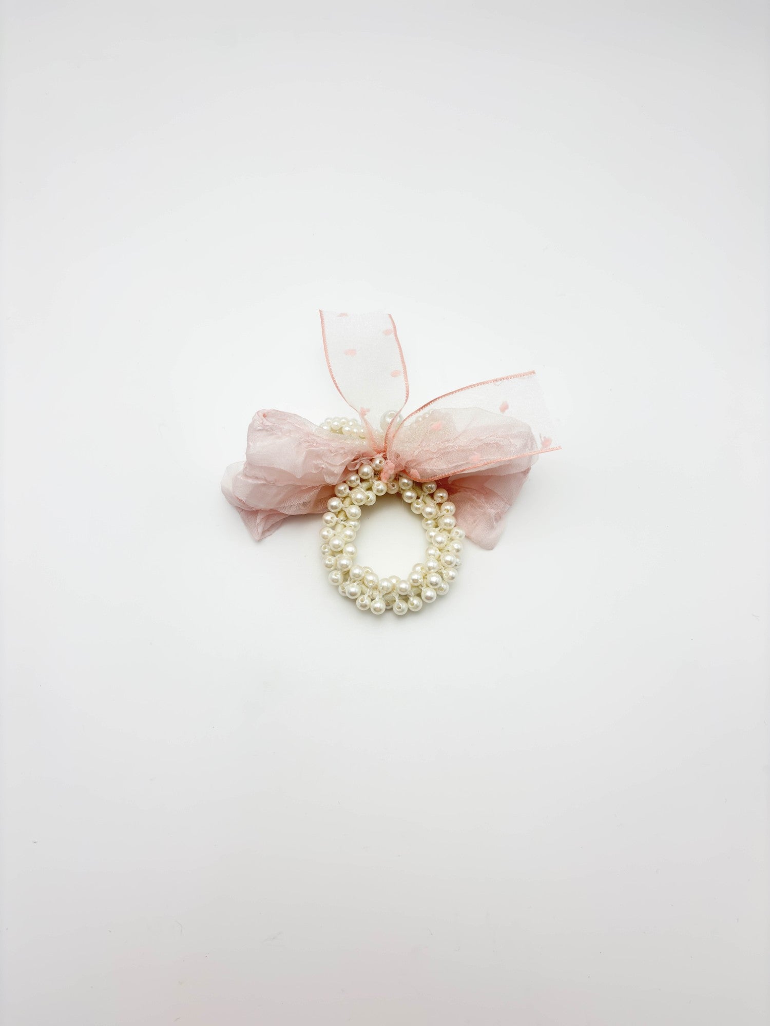 Blush Pink Pearl Bow Hair Tie