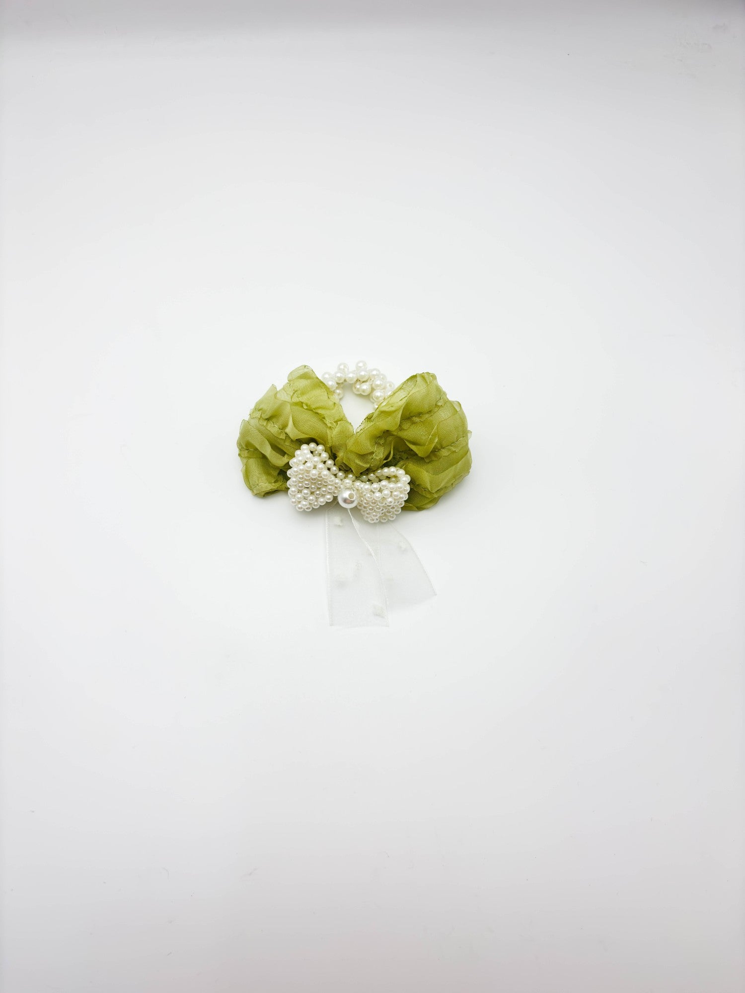 Blush Pink Pearl Bow Hair Tie