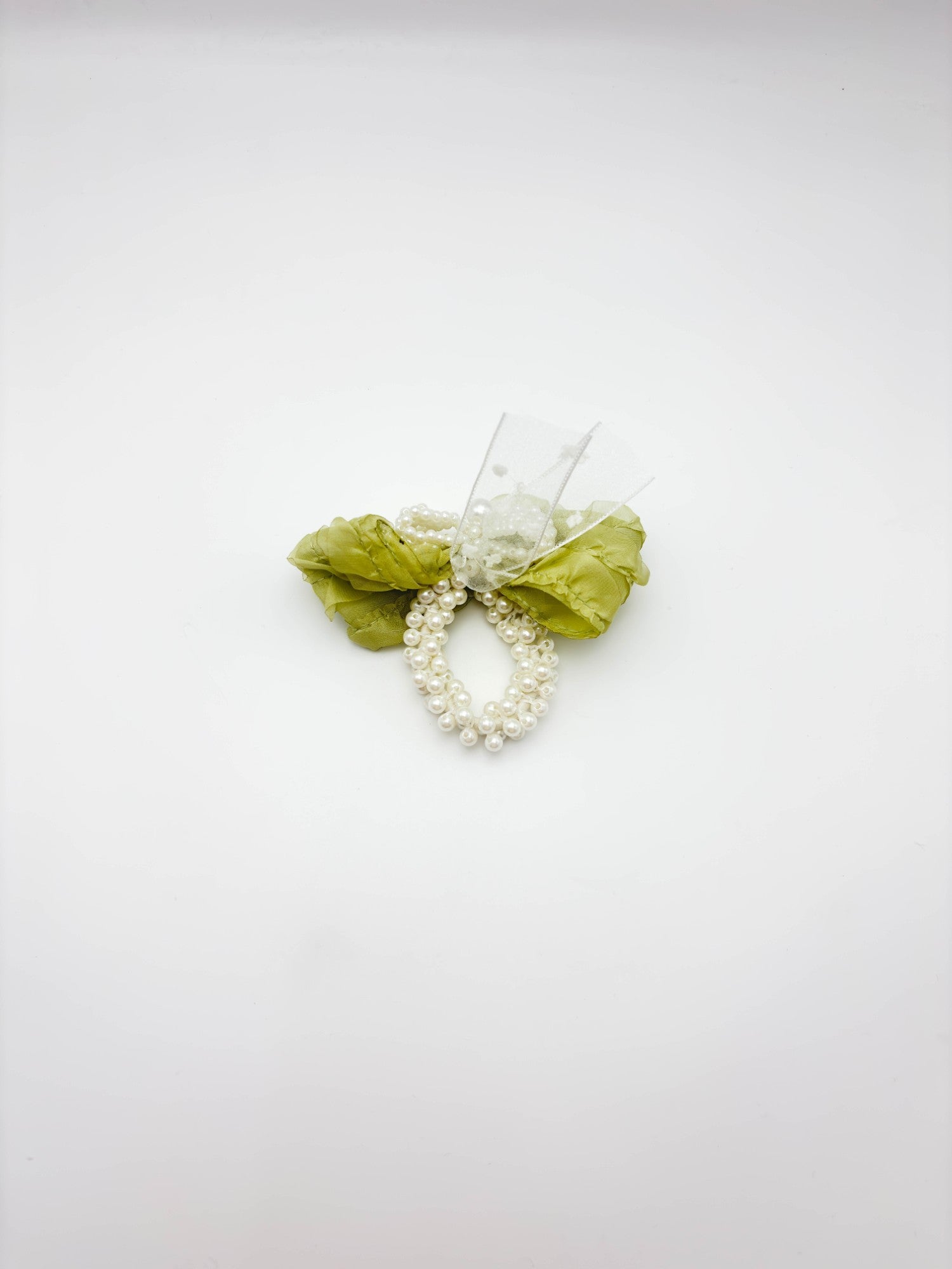 Blush Pink Pearl Bow Hair Tie