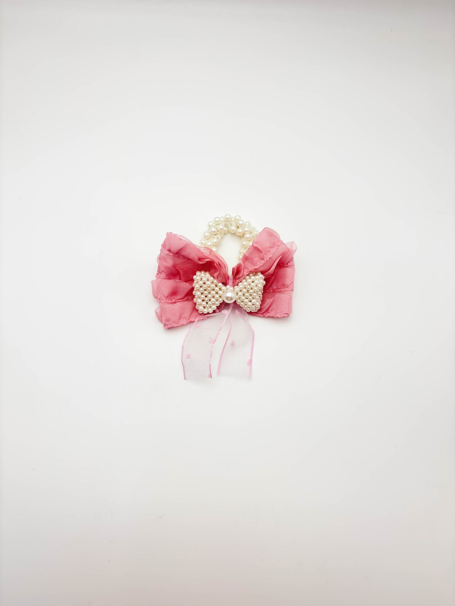 Blush Pink Pearl Bow Hair Tie