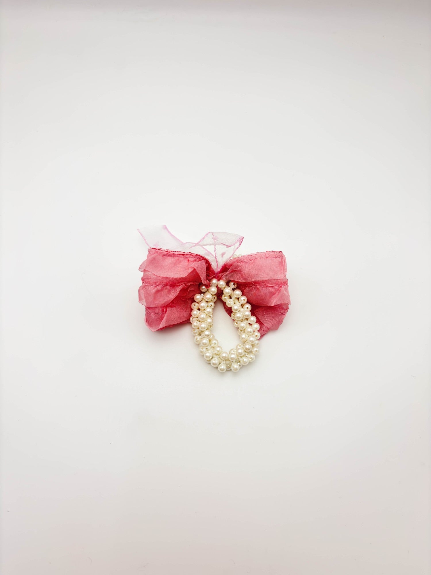Blush Pink Pearl Bow Hair Tie