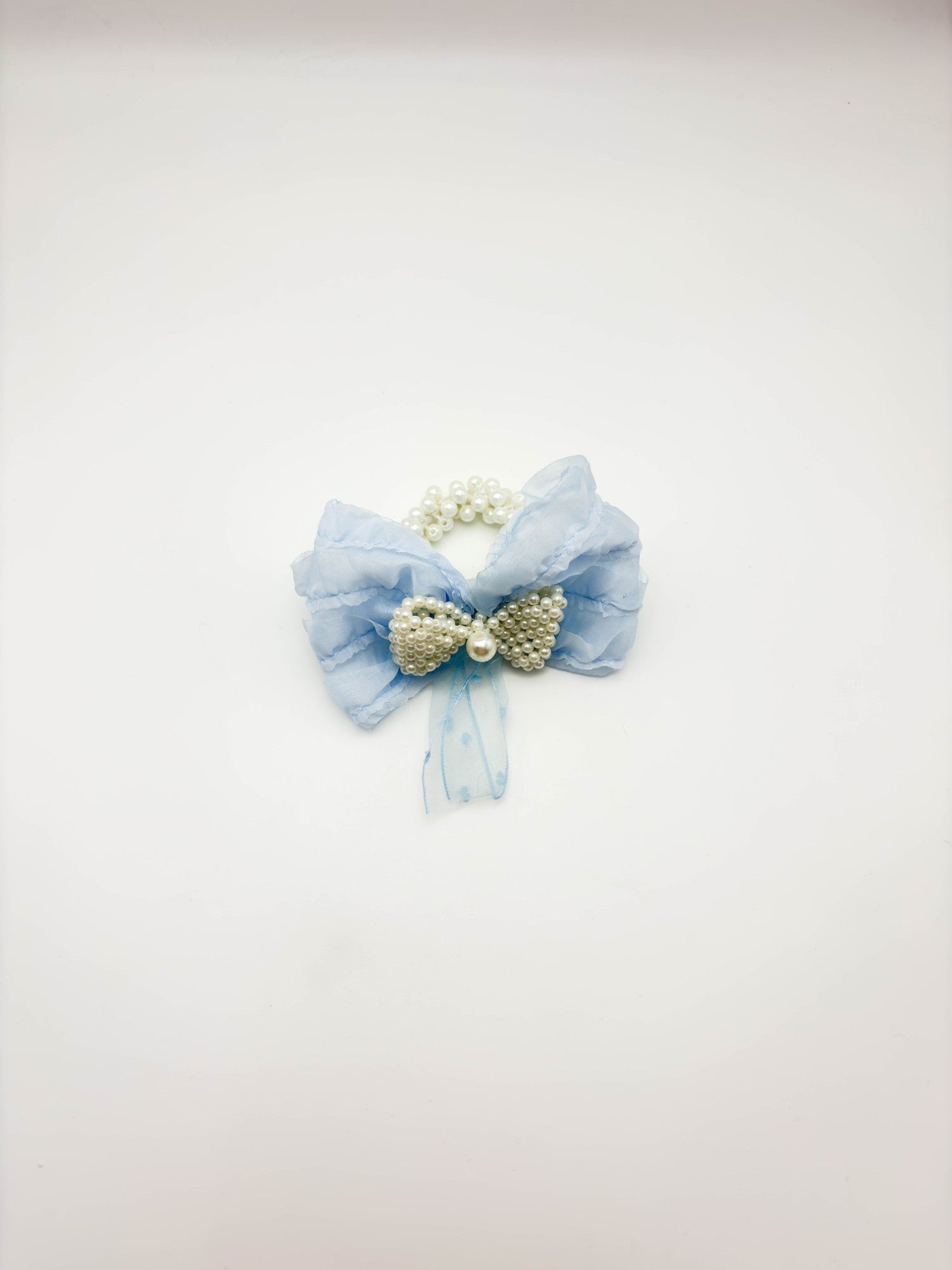 Blush Pink Pearl Bow Hair Tie