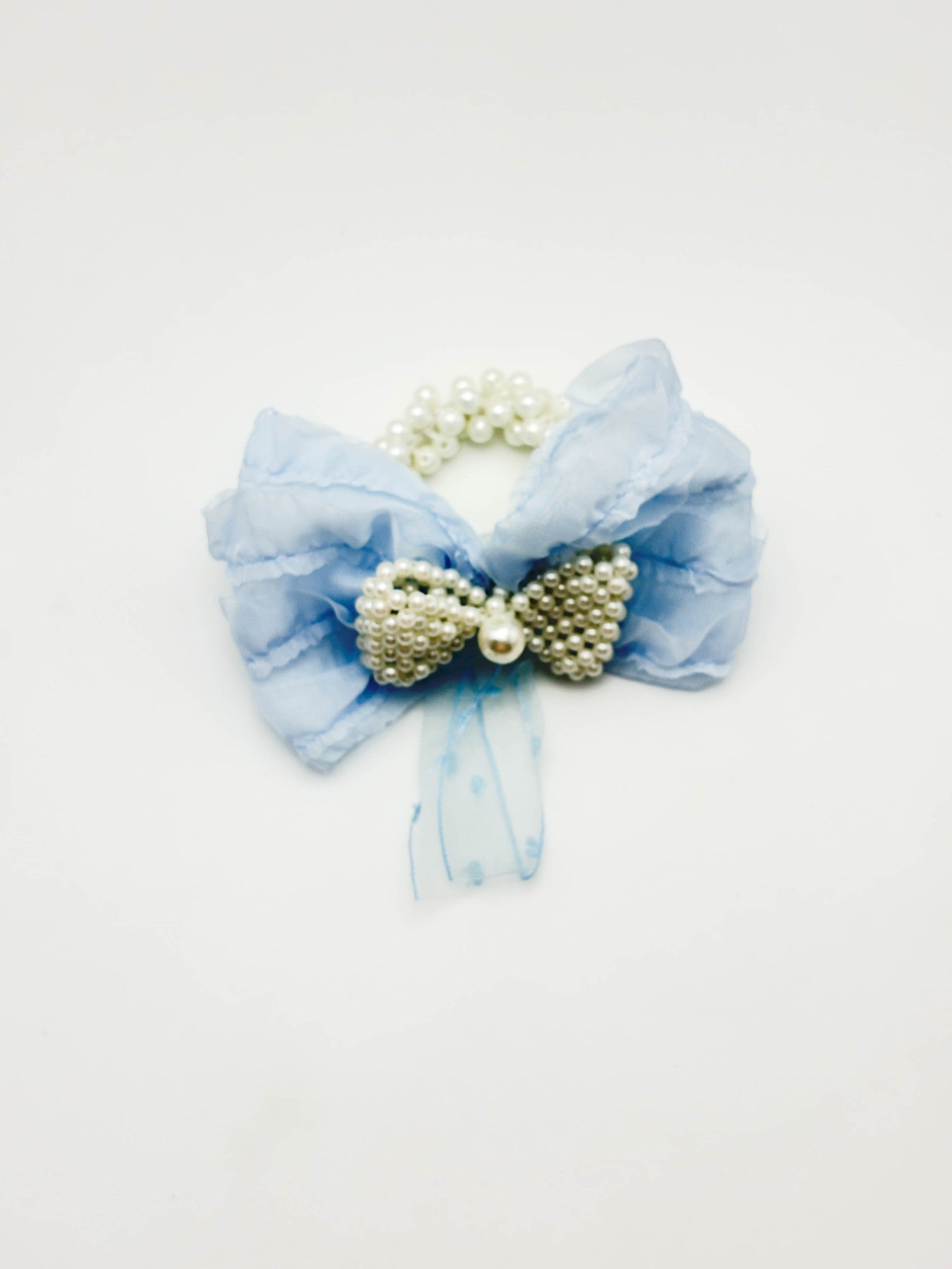 Blush Pink Pearl Bow Hair Tie