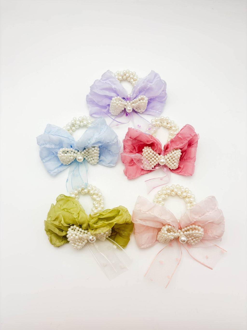 Blush Pink Pearl Bow Hair Tie