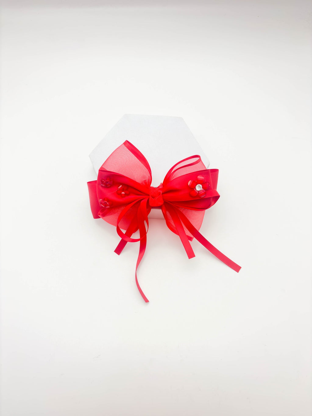 Red Organza Bow Hair Clip