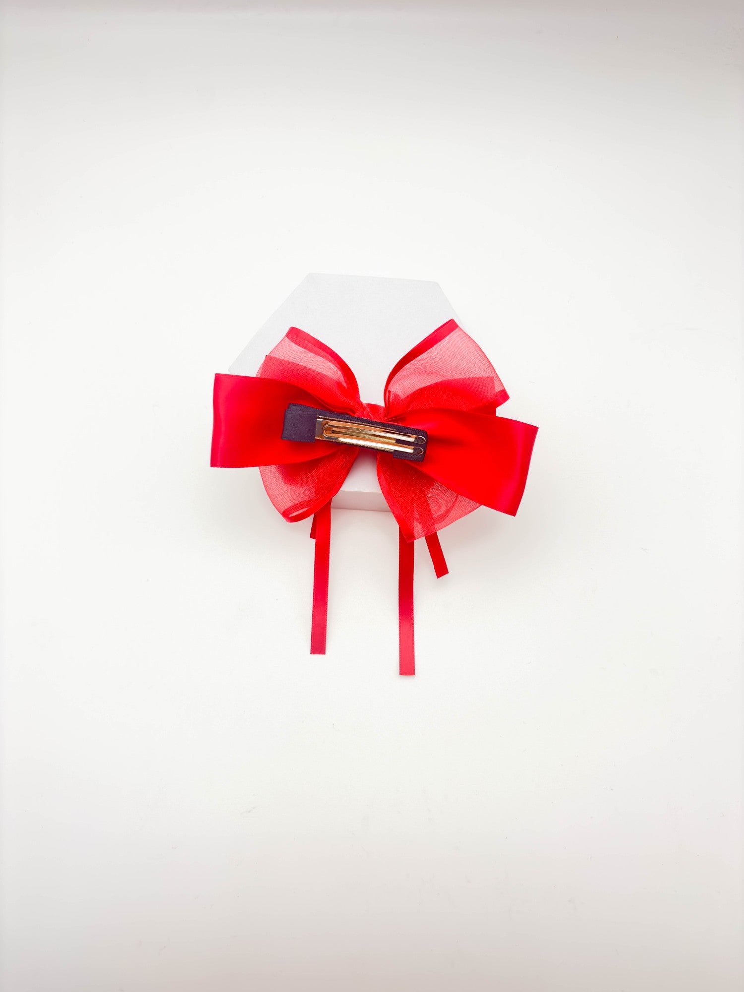 Red Organza Bow Hair Clip