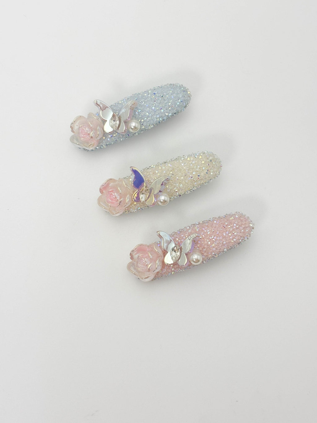 Iridescent Rose Butterfly Hair Clip