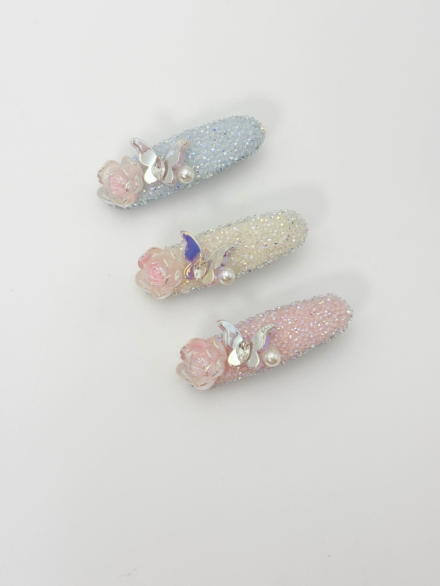 Iridescent Rose Butterfly Hair Clip