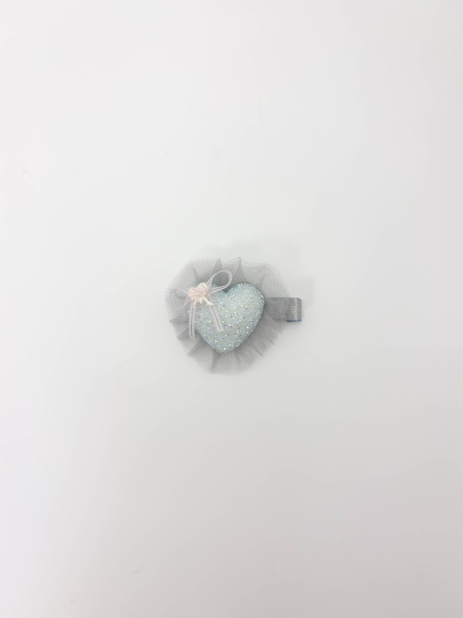 Icy Blue Heart Tulle Hair Clip