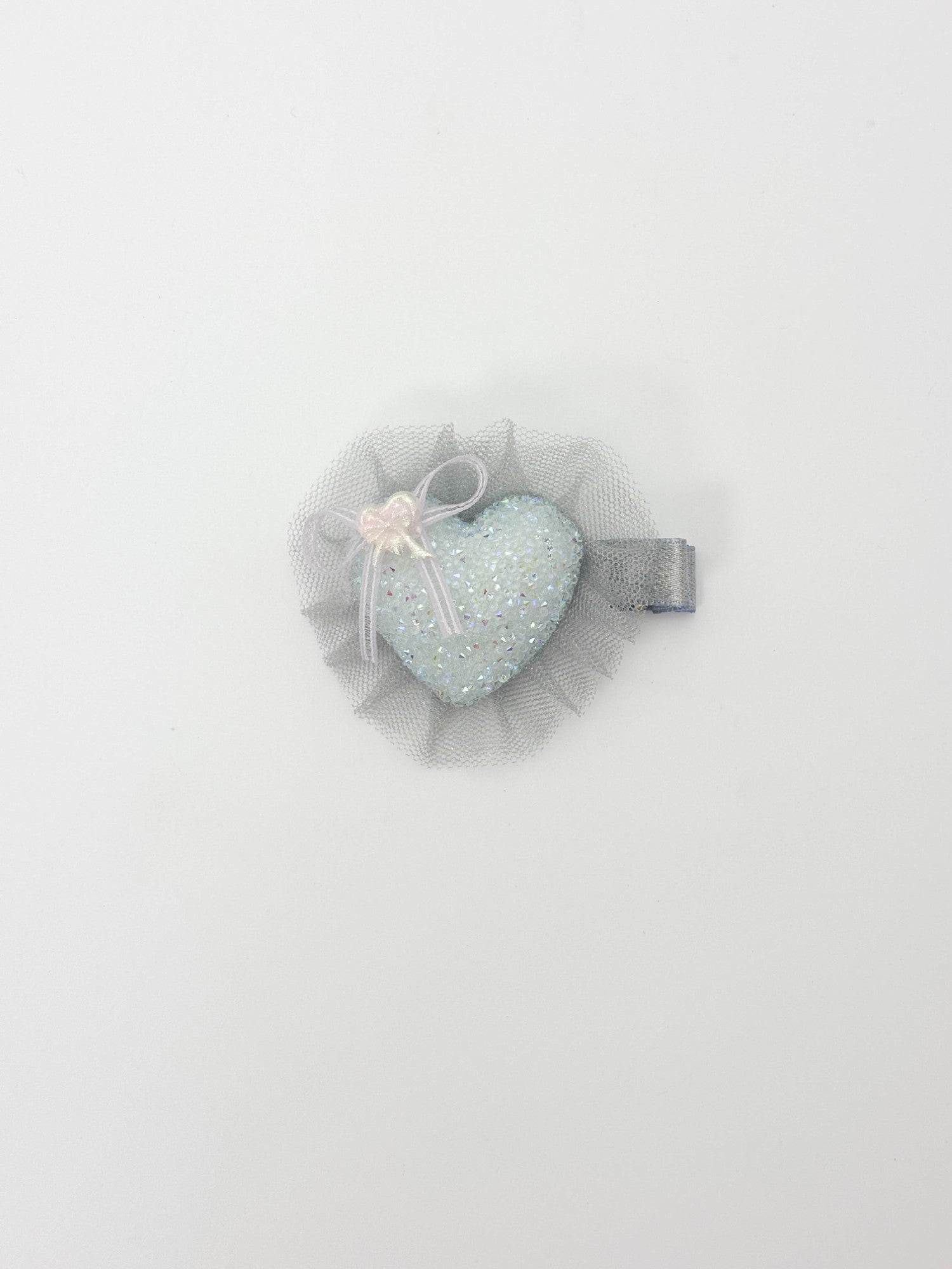 Icy Blue Heart Tulle Hair Clip