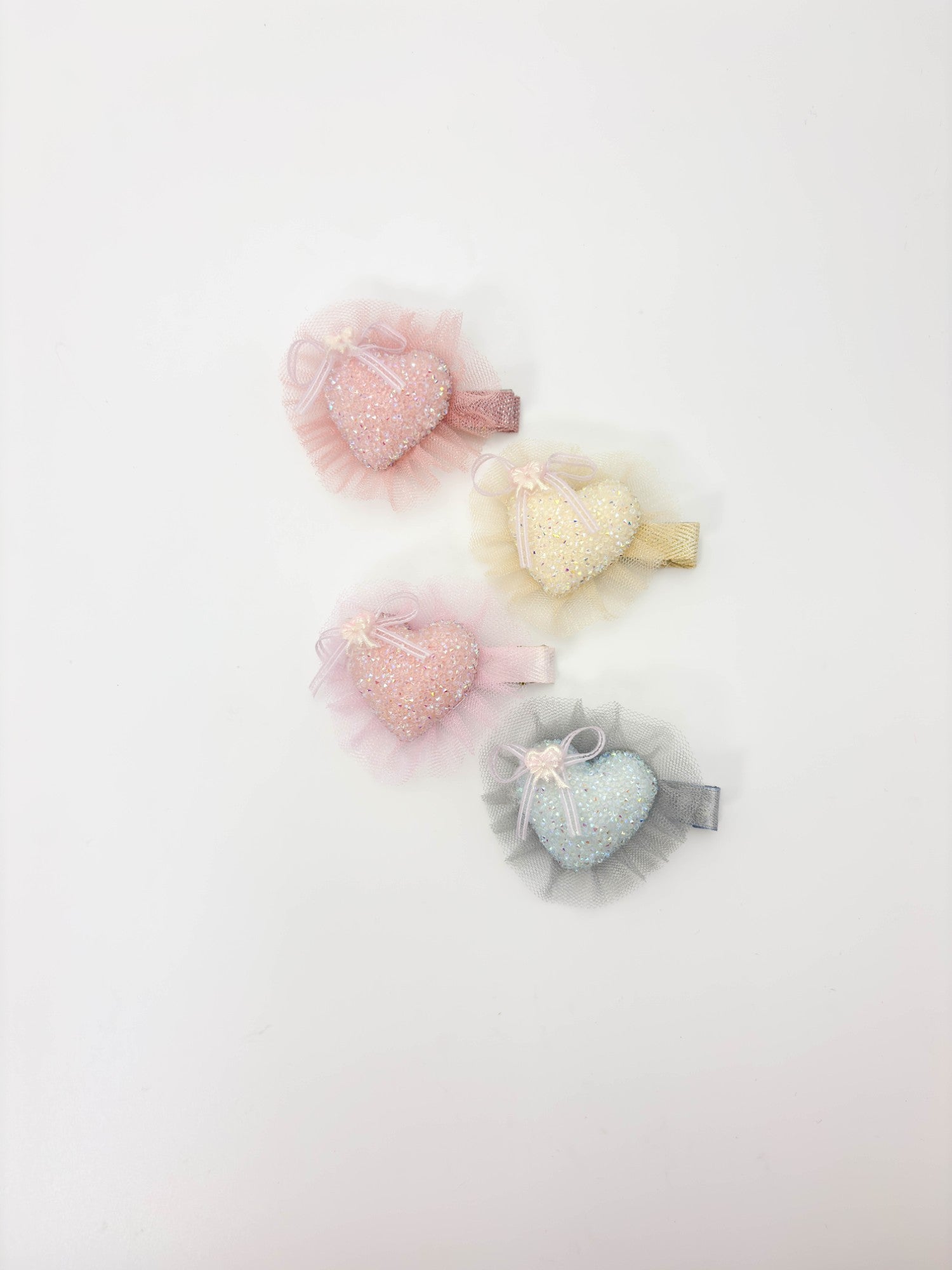 Icy Blue Heart Tulle Hair Clip