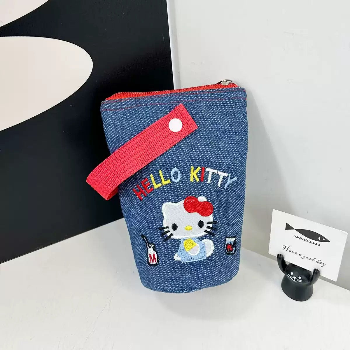 Hello Kitty Denim Mini Pouch – Cute Kawaii Wristlet