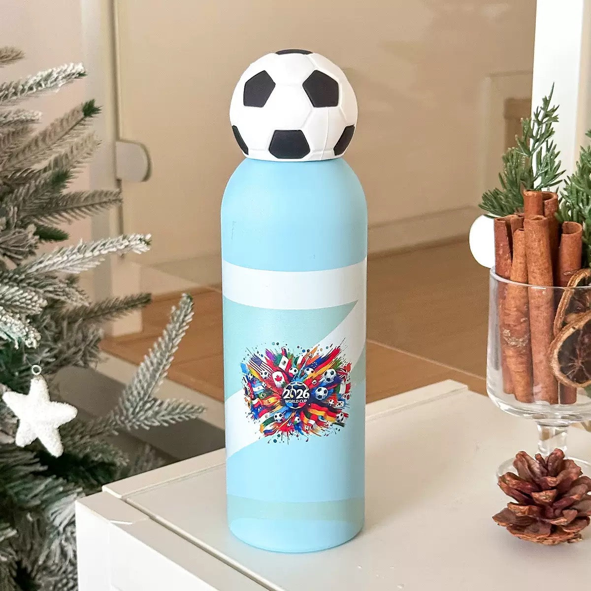 Football-Themed Insulated Stainless Steel Sports Water Bottle