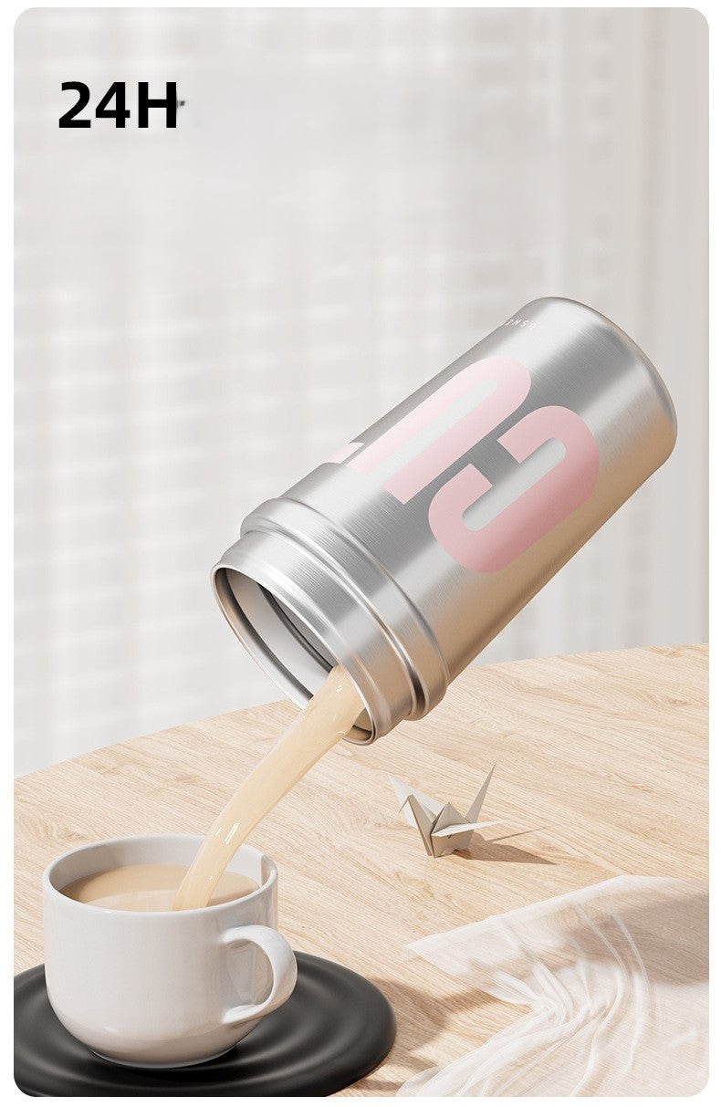 Insulated Stainless Steel Water Bottle with Handle, Flip-Top Lid & Carrying Strap.