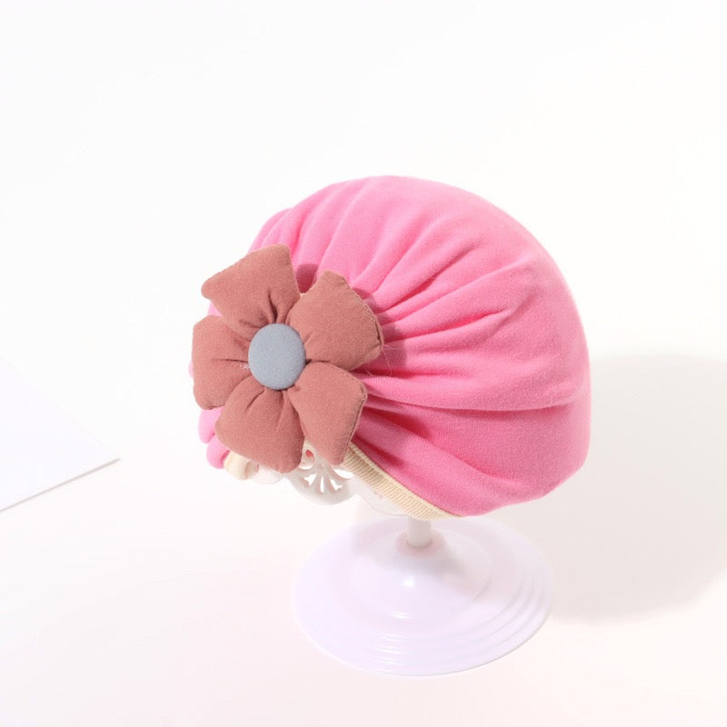 Vintage Red Flower Turban Cap – Elegant Floral Headwrap