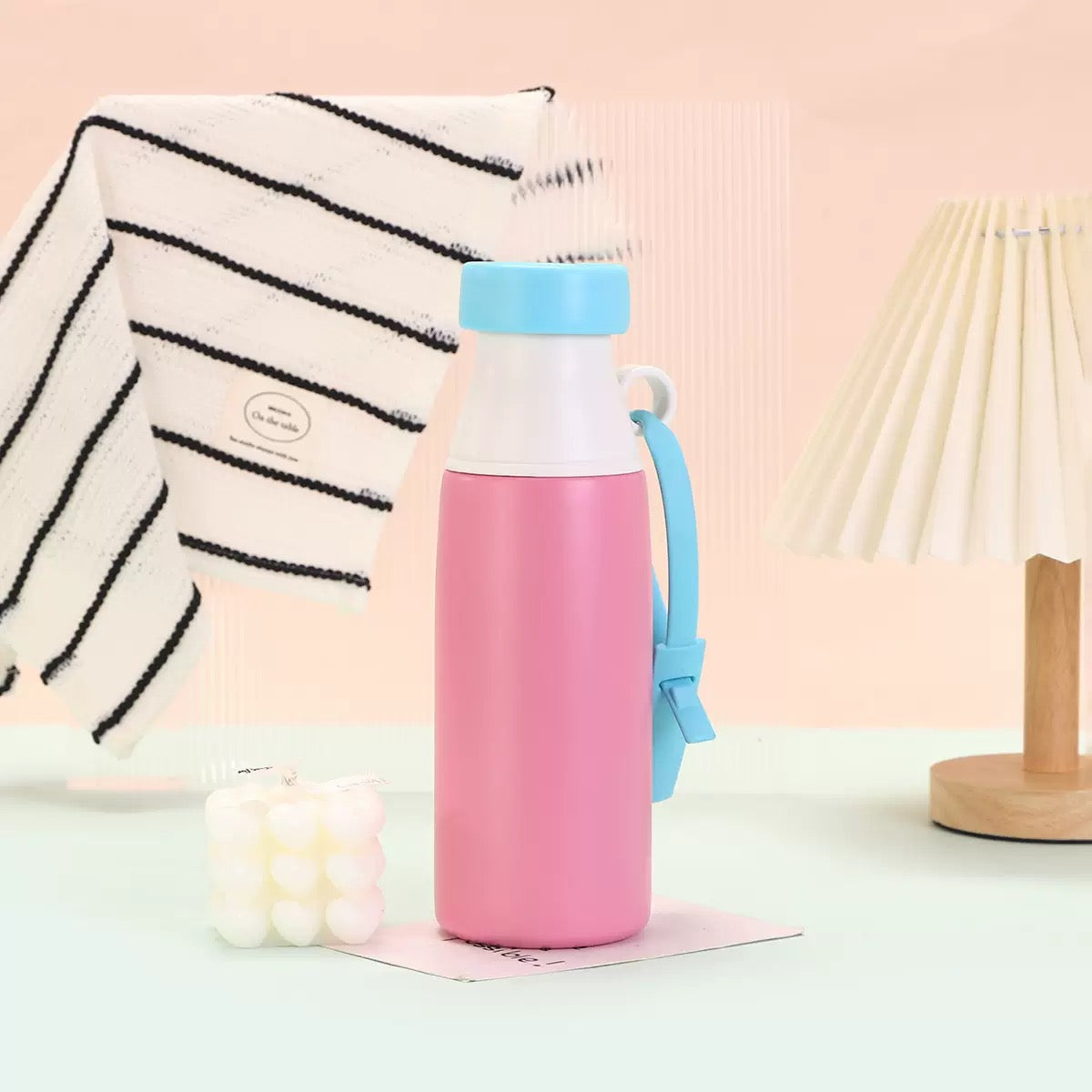 Stainless Steel Water Bottle 520ml | Leak Proof, BPA Free & Rust Proof | Water Bottle with Carry Strap for School, Office, Travel