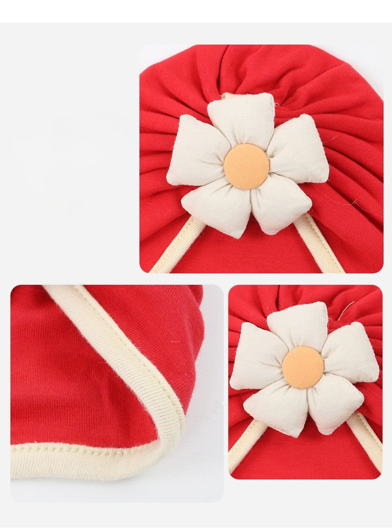 Vintage Red Flower Turban Cap – Elegant Floral Headwrap