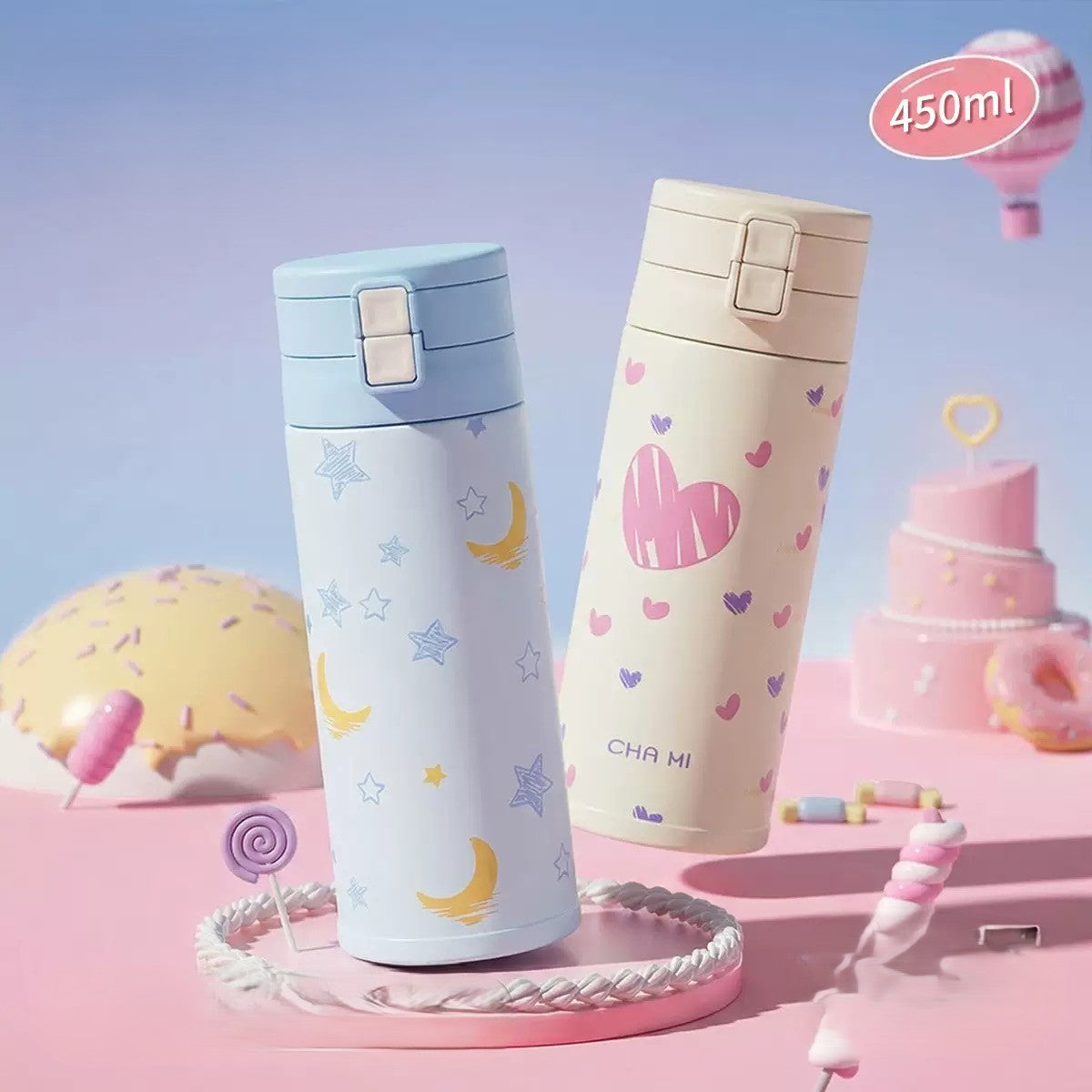 Dopamine Style Kawaii Insulated Kids Water Bottle