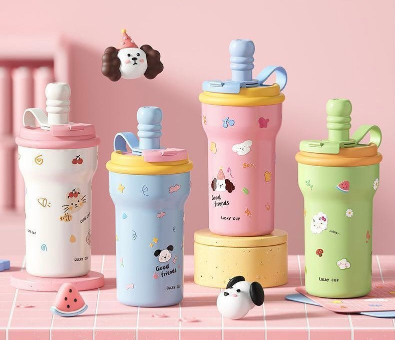 Cute Cat Cup" Dual-Drink Insulated Tumbler (600 ml)