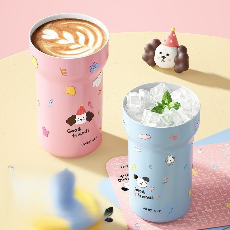 Cute Cat Cup" Dual-Drink Insulated Tumbler (600 ml)