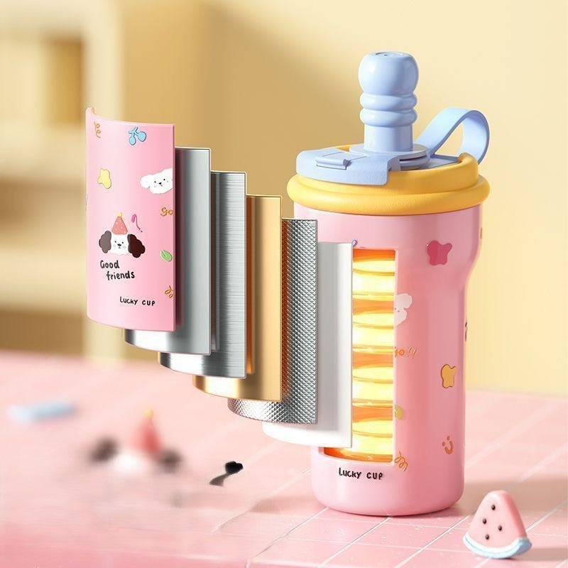 Cute Cat Cup" Dual-Drink Insulated Tumbler (600 ml)