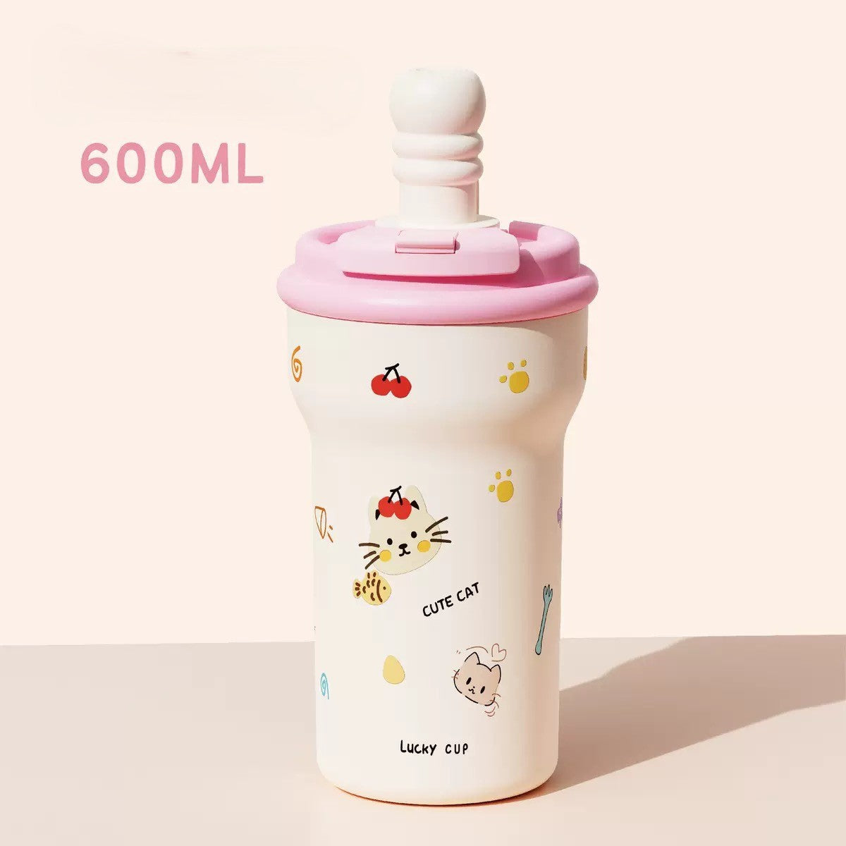 Cute Cat Cup" Dual-Drink Insulated Tumbler (600 ml)