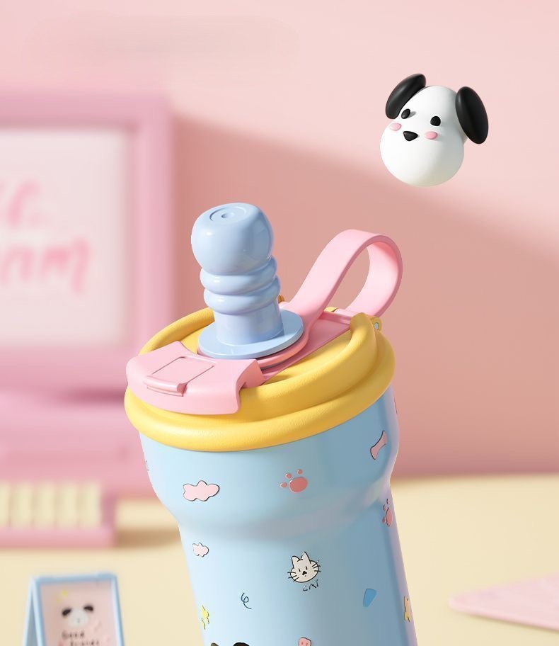 Cute Cat Cup" Dual-Drink Insulated Tumbler (600 ml)
