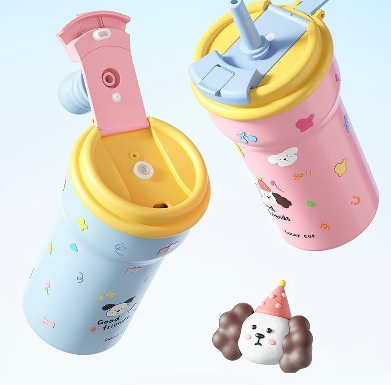 Cute Cat Cup" Dual-Drink Insulated Tumbler (600 ml)