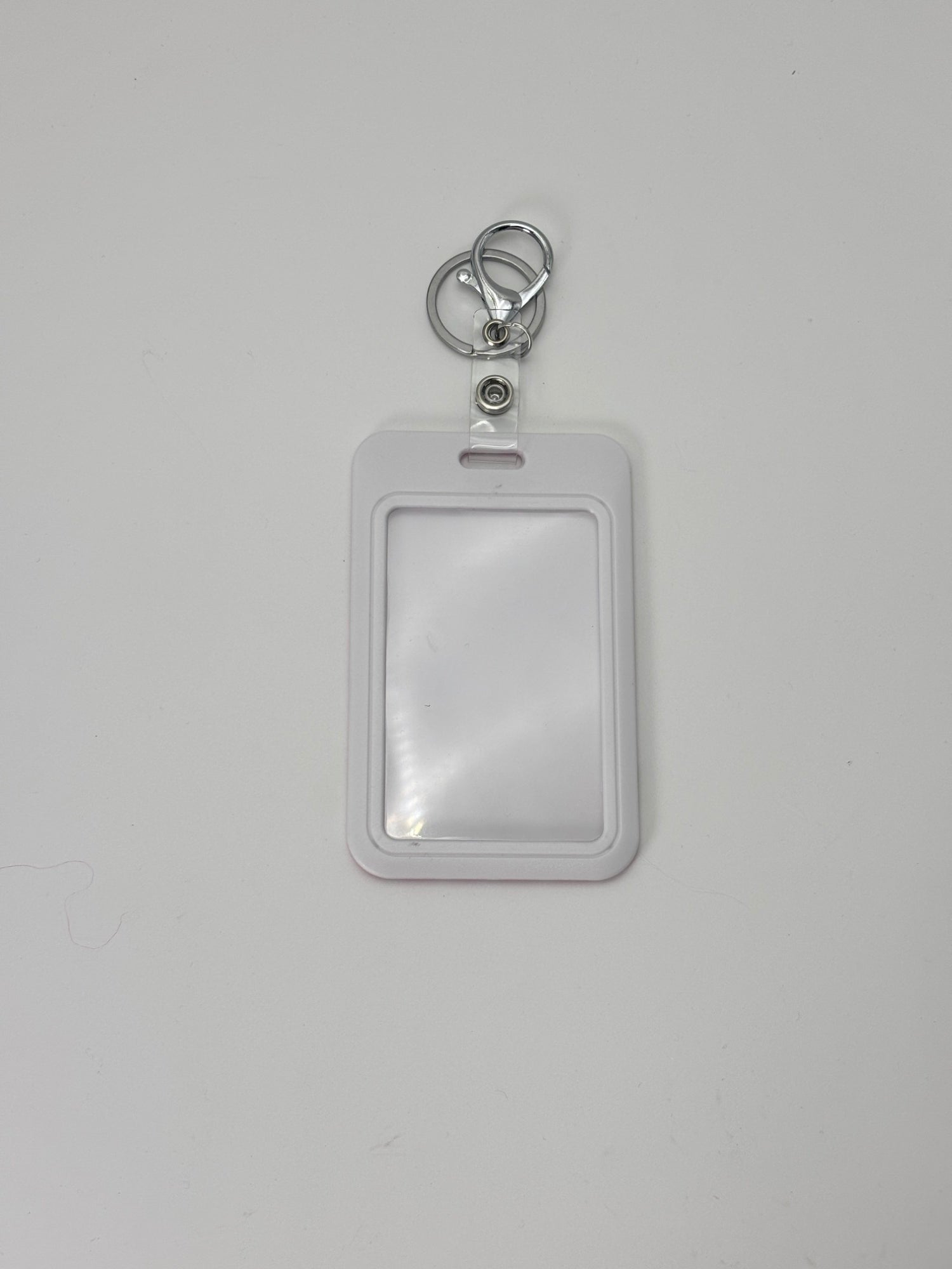 Strawberry Bunny Name Tag Holder Keychain – Cute Pink Kawaii Badge Holder