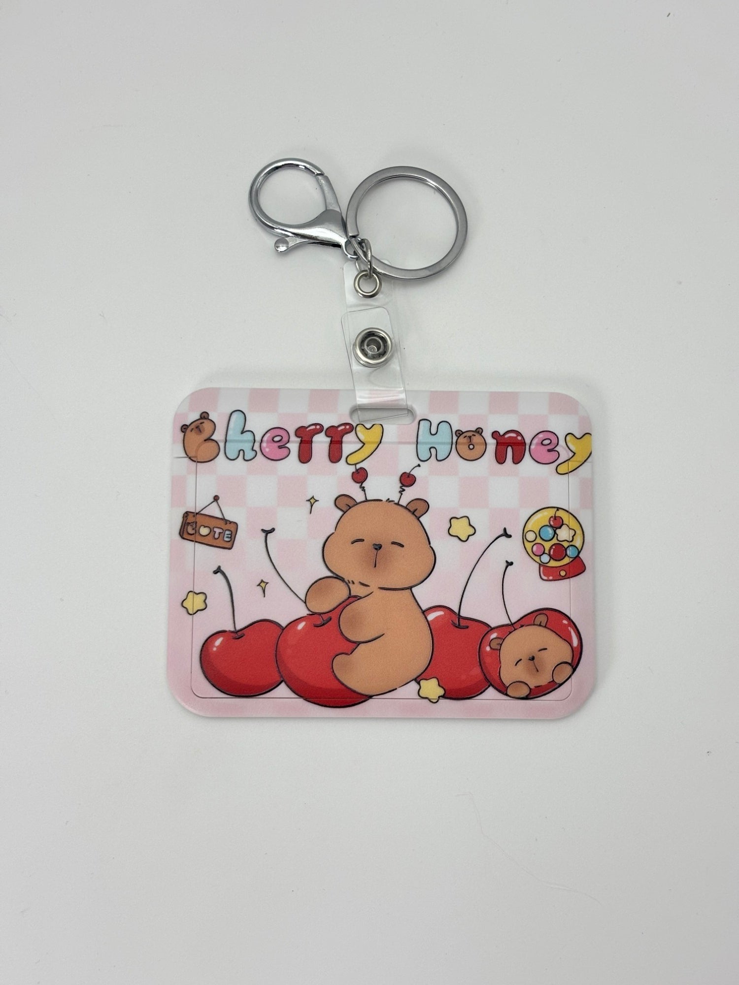 Cute Bear Name Tag Holder with Clip