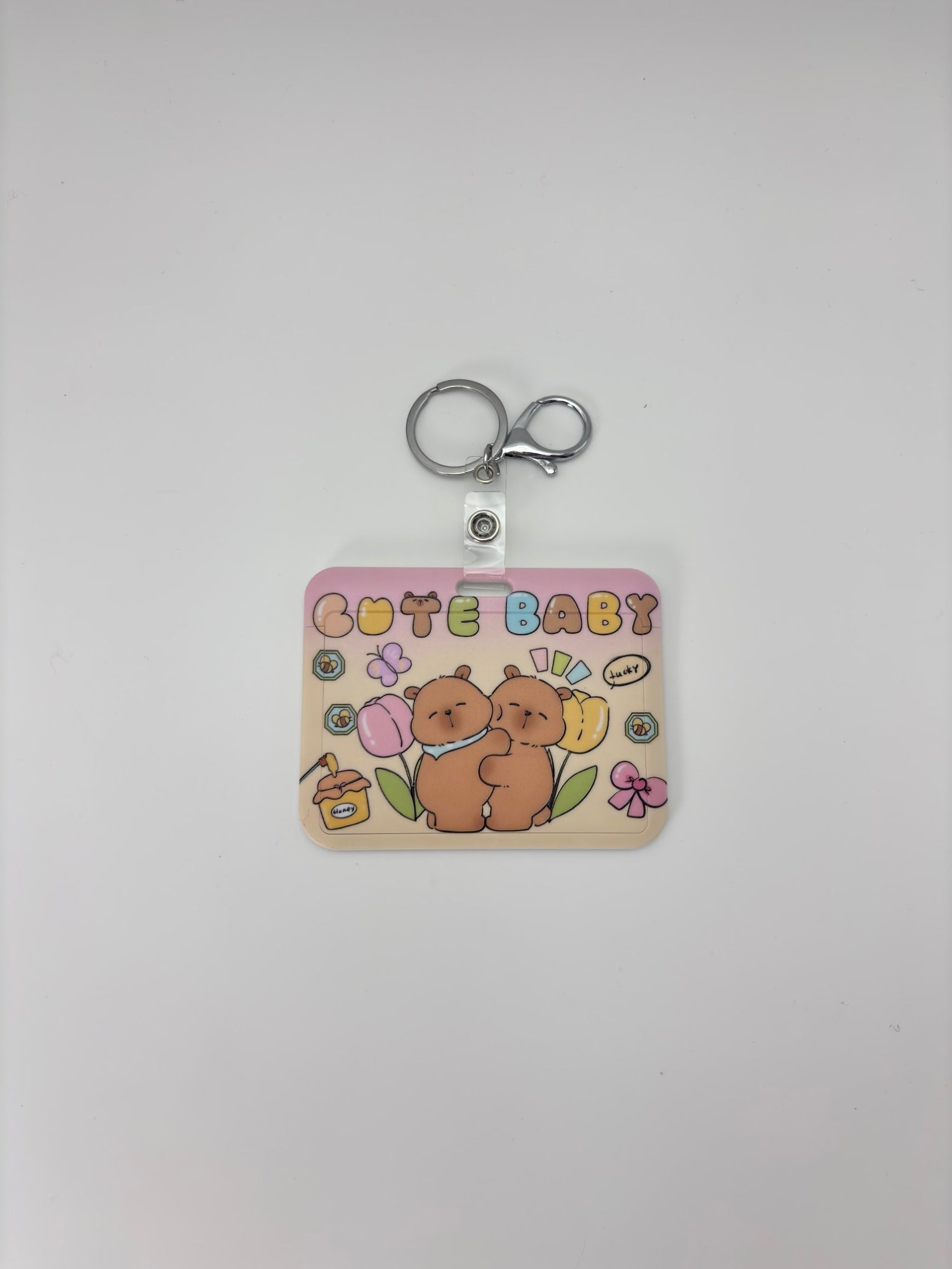Cute Bear Name Tag Holder with Clip