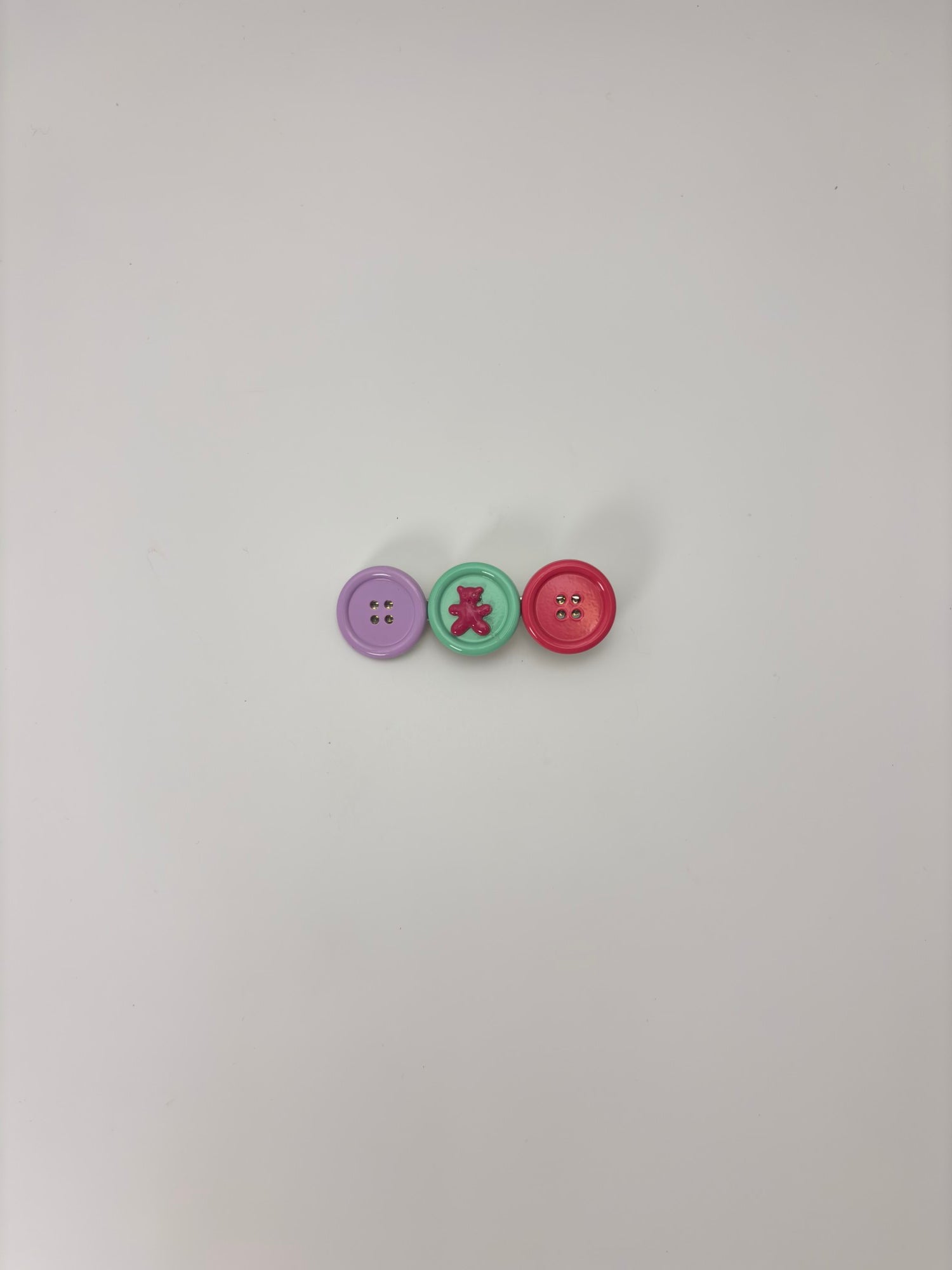 Pastel Teddy Bear Button Trio – Cute Kidswear Decorative Buttons / Hair pin