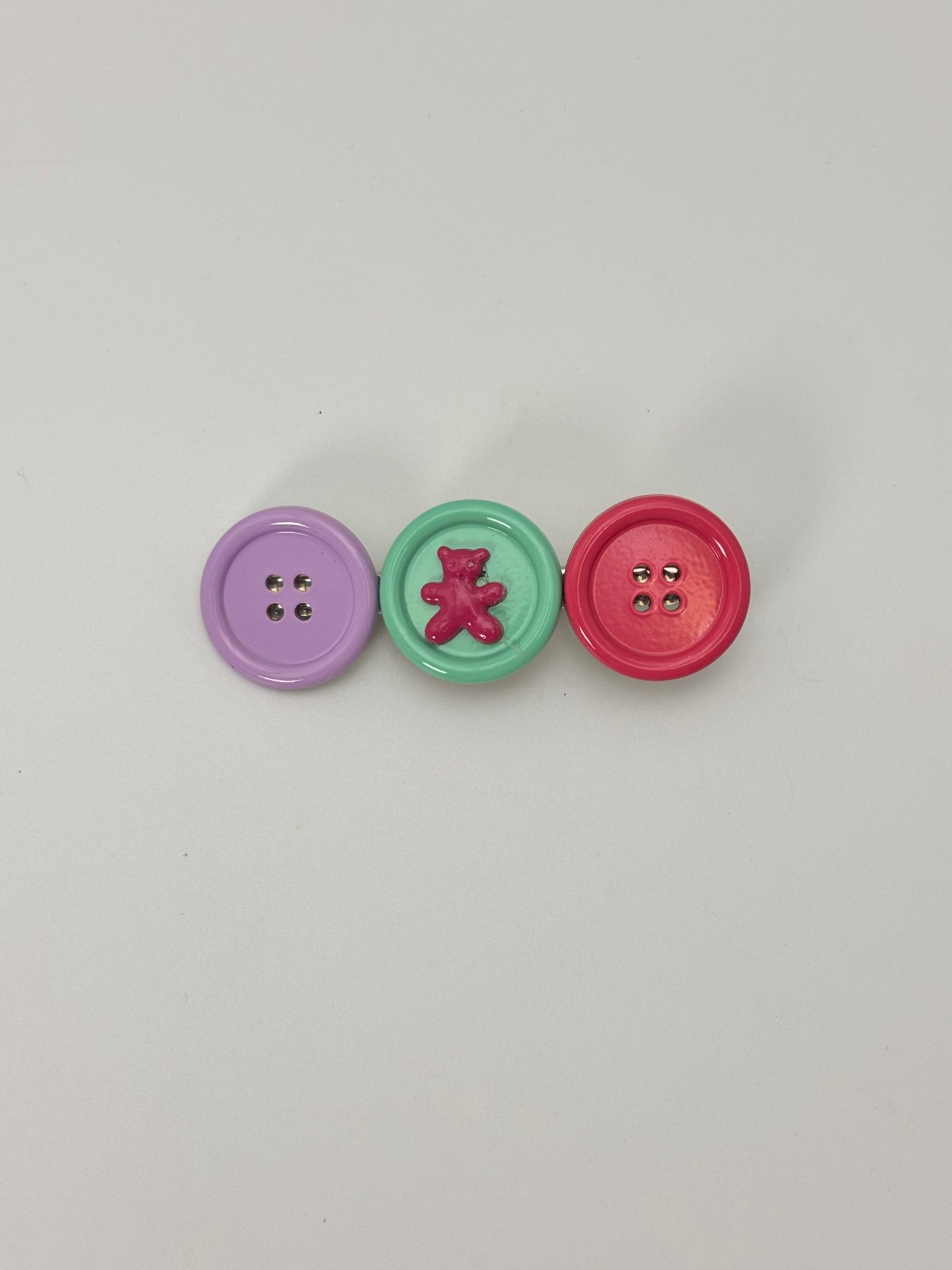 Pastel Teddy Bear Button Trio – Cute Kidswear Decorative Buttons / Hair pin