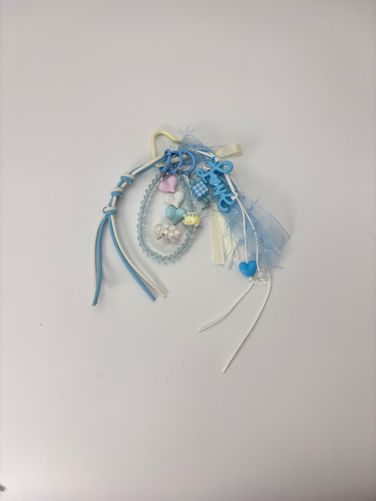 Pastel Heart Charm Keychain – Cute Blue Aesthetic Bag Charm