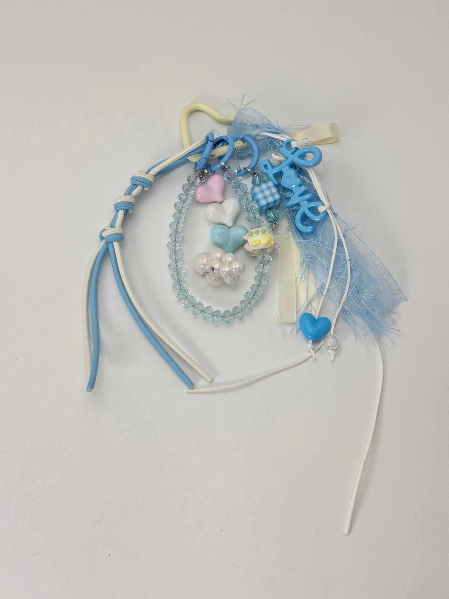 Pastel Heart Charm Keychain – Cute Blue Aesthetic Bag Charm