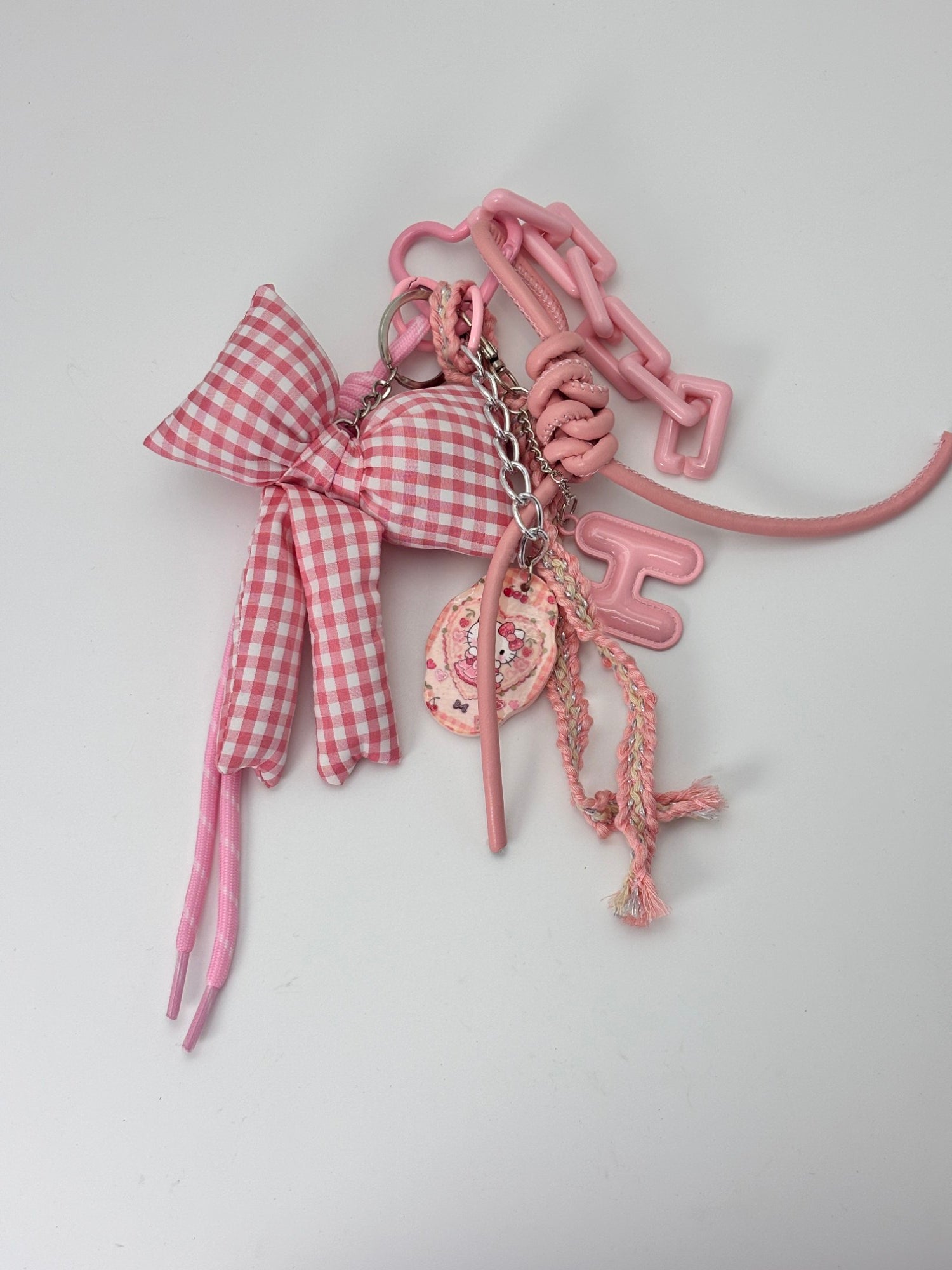 Kawaii Pink Bow Charm Keychain