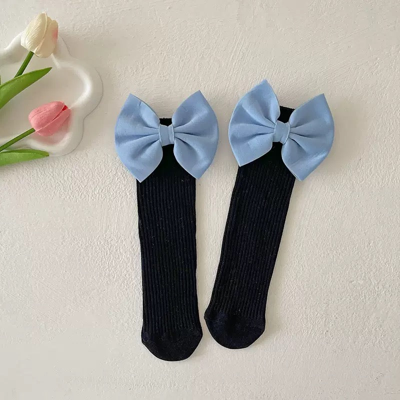 Pink Bow Knee-High Girls Socks Set