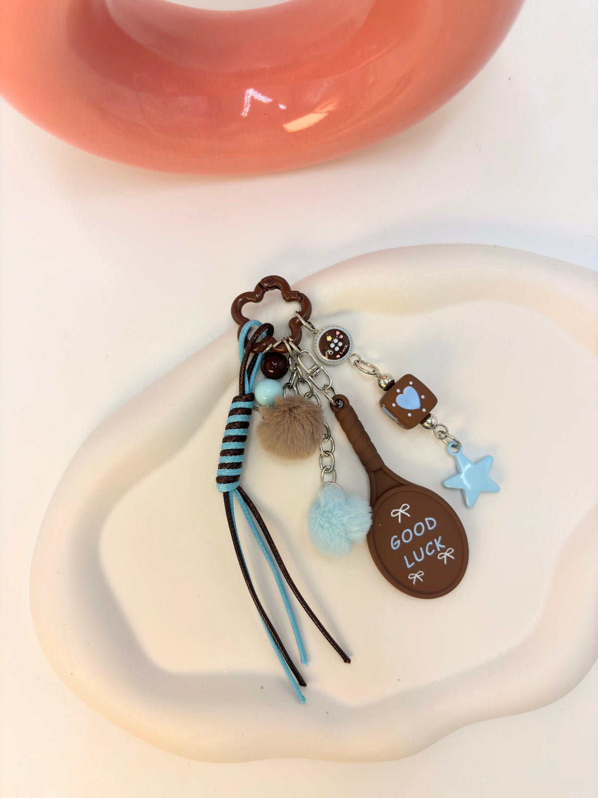 "Good Luck" chocolate-mint multi-charm bag charm keychain